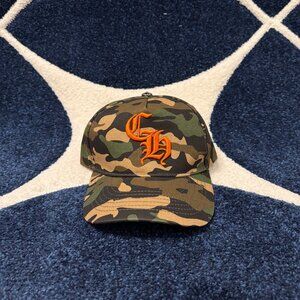 Chrome Hearts Camo Orange Logo Snapback Hat